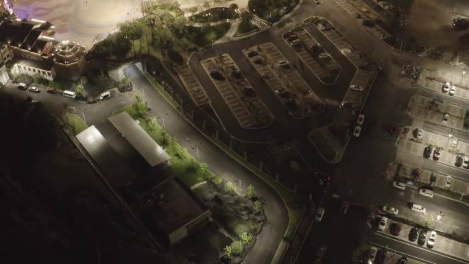 重庆融创文旅城渝乐小镇夜晚航拍4K镜头