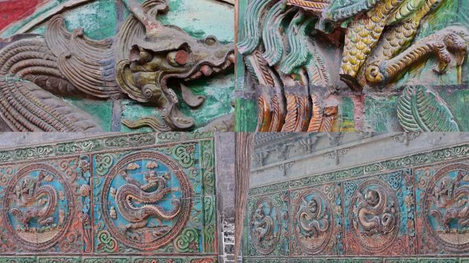 韩城市文庙古建筑琉璃雕塑实拍1