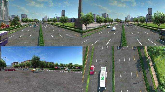 3D动画城市道路街道汽车车流交通路况