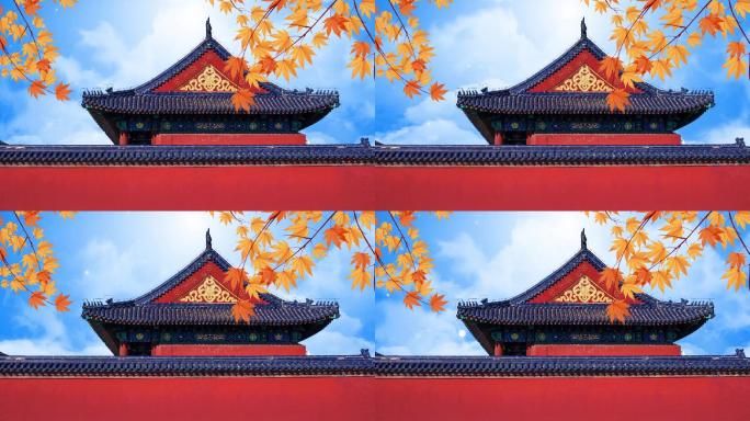 汉宫秋月古建筑蓝天白云LED背景视频