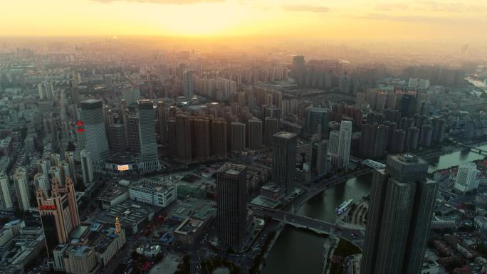 【4k】天津地标建筑日落黄昏航拍