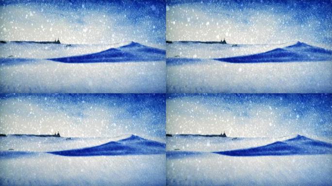 原创沙画沙漠戈壁楼兰雪景动画素材效果