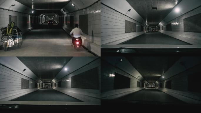 4K电影感汽车隧道、汽车行驶