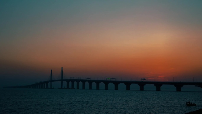 珠海港珠澳大桥日出延时