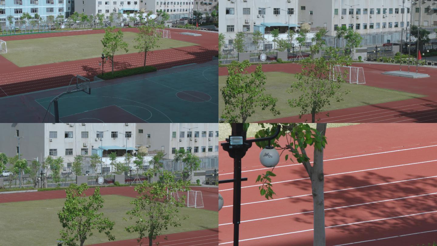 4k深圳教育疫情空旷的学校足球场篮球场