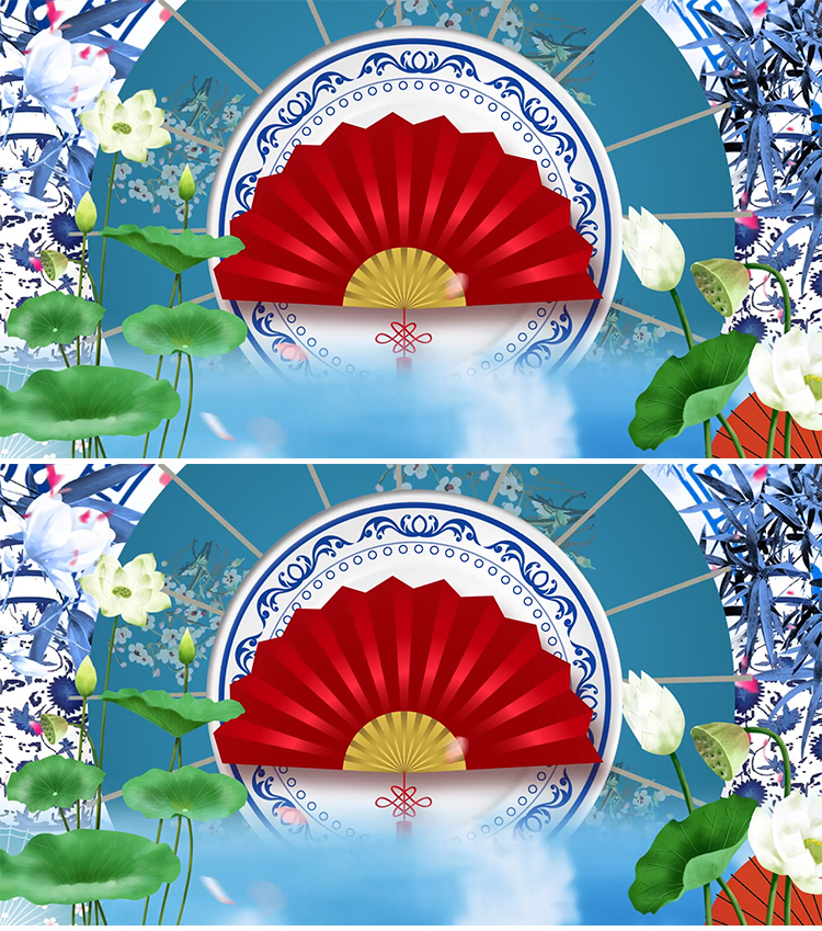 中国风青花瓷折扇戏曲古典舞背景