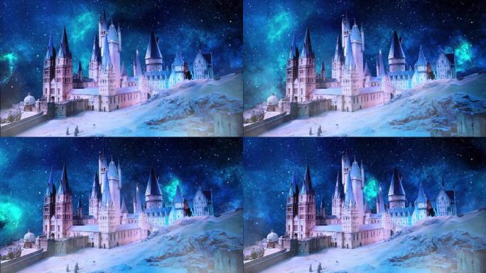 梦幻星空粒子城堡话剧演出背景视频