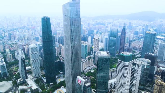 1080P航拍广州塔珠江新城日景城市空