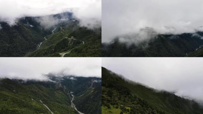 川西高原峡谷云雾航拍巴朗山云雾巴郎山峡谷