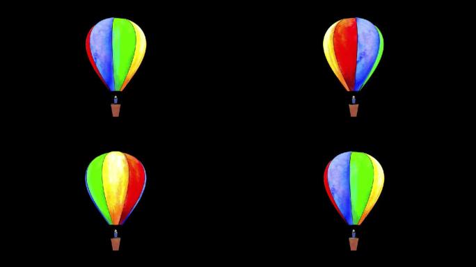 带通道卡通热气球向上旋转360度无缝循环