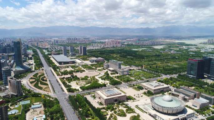 银川北京中路，航拍风景