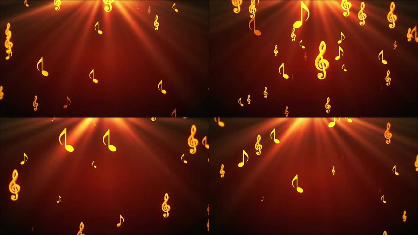 金色音符音律光影动态背景视频