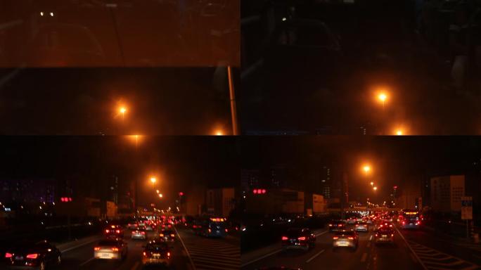 北京夜晚车流夜景随车拍