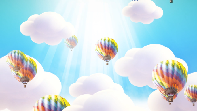 梦幻白云热气球背景