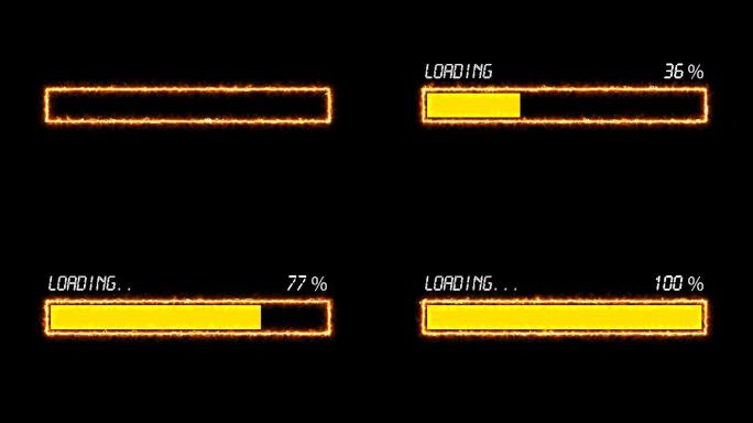 4K金黄色火焰光电方框进度条加载通道视频