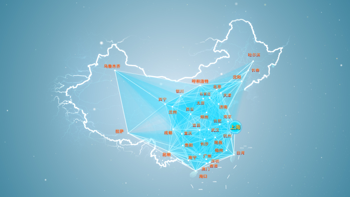 北京辐射到中国到全球世界数字智