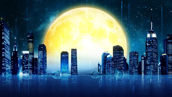 城市月色月夜led大屏背景
