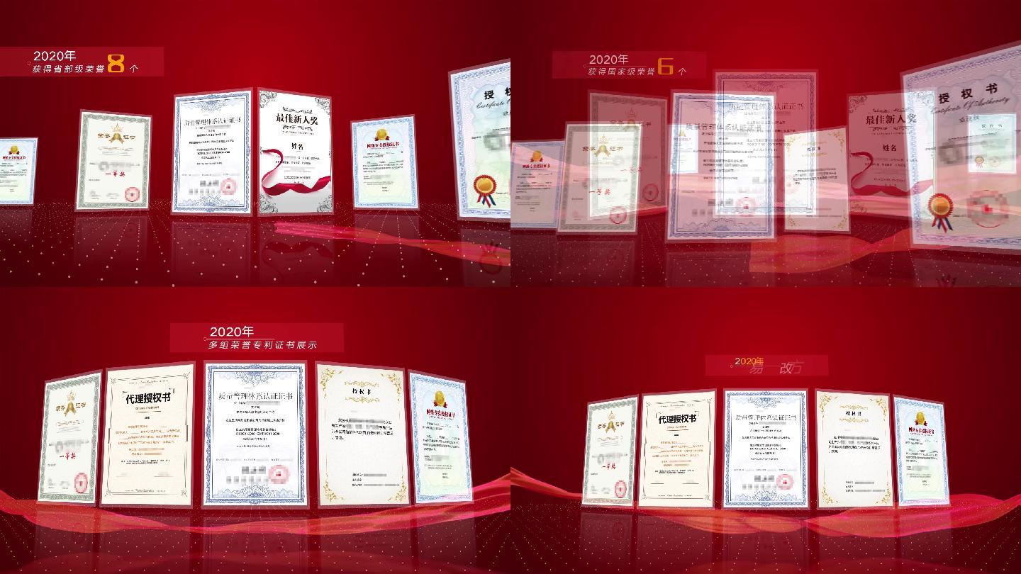 简洁红色党政企业专利荣誉证书展示