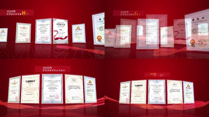 简洁红色党政企业专利荣誉证书展示