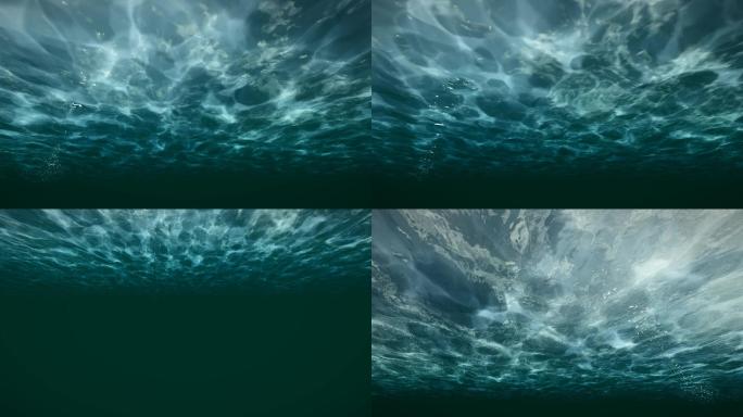 4K水底水下拍摄大海水面