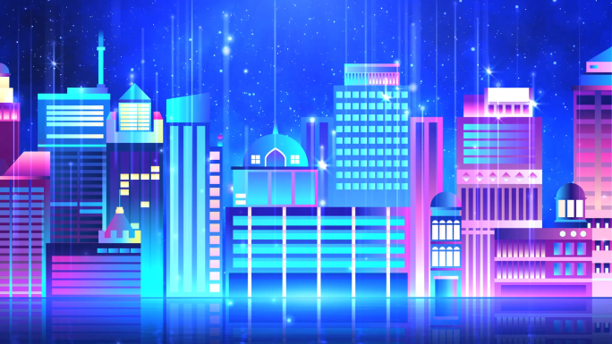 科技炫彩抽象城市走屏动画led大屏背景