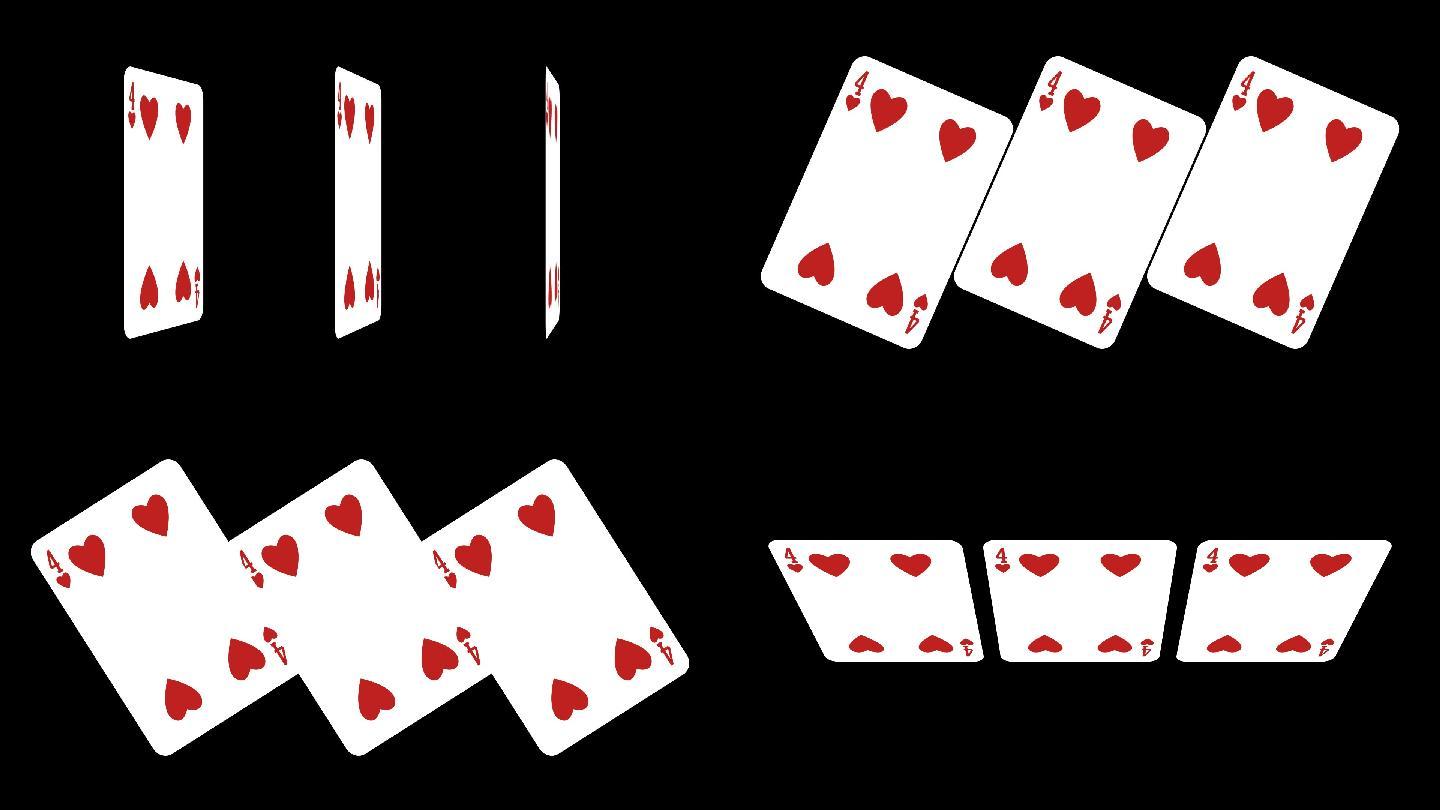 扑克gogo分屏素材红心4（透明背景）