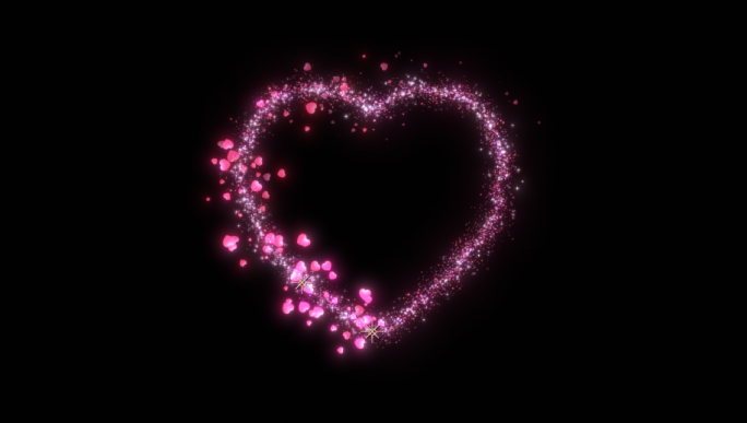 粒子粉色画心形爱心汇聚-3款带通道