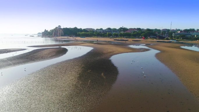 航拍北戴河鸽子窝湿地