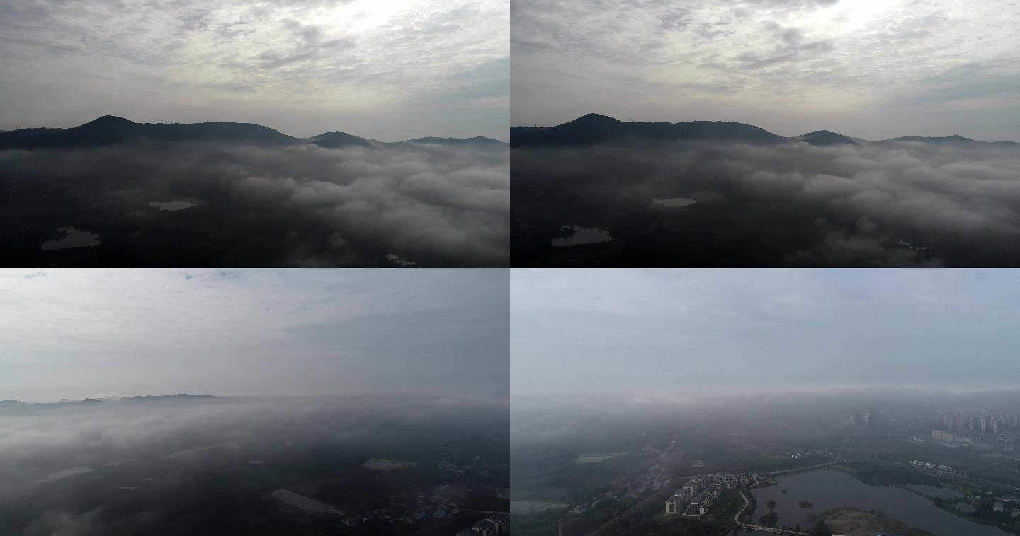 4K航拍城市云雾排山倒海似仙境