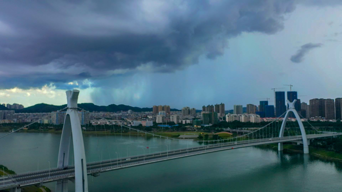 实拍广西南宁市城区台风过境视频素材