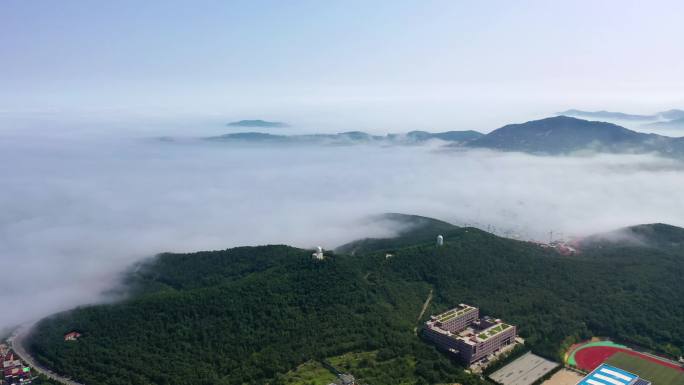 山东威海海边平流雾奇观