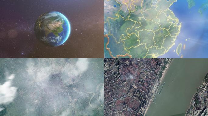 【视频】4k俯冲地球卫星地图定位武汉
