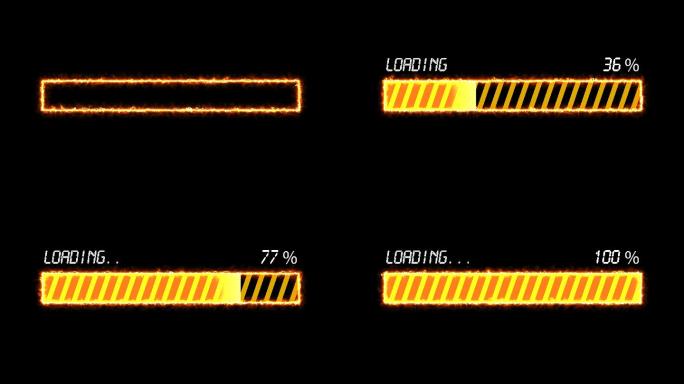 4K金黄色火焰光电方框进度条加载通道视频