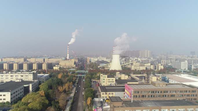 热电厂城市雾霾杭州下沙工业区【4K】