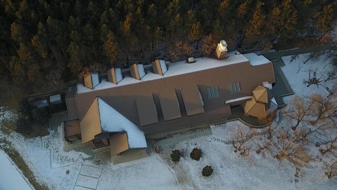 长春净月潭冬季滑雪雪景小屋瓦萨博物馆