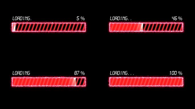 4K红色火焰光电方框进度条加载通道视频