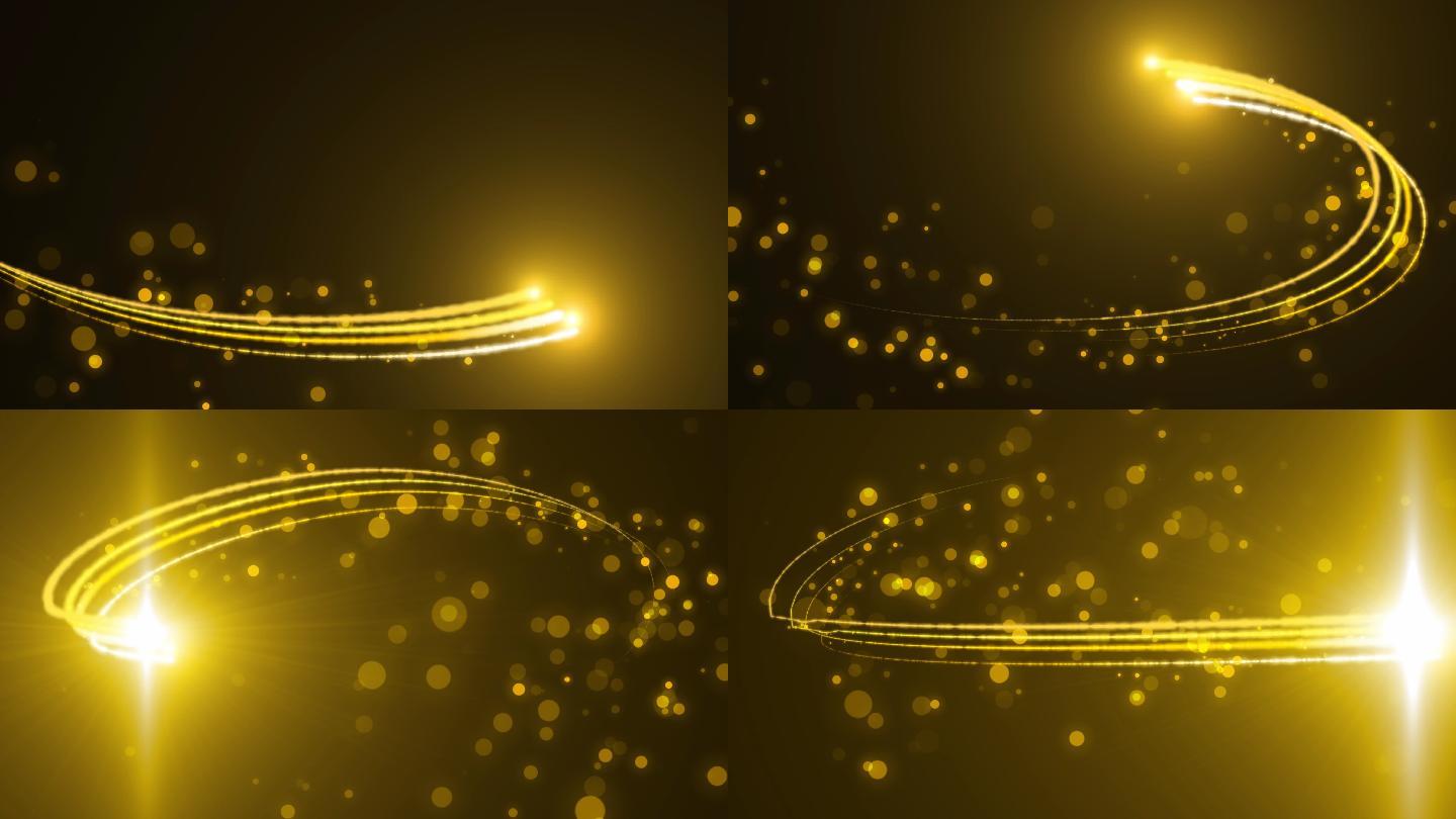 4K金色闪烁粒子光线引领通道片头元素