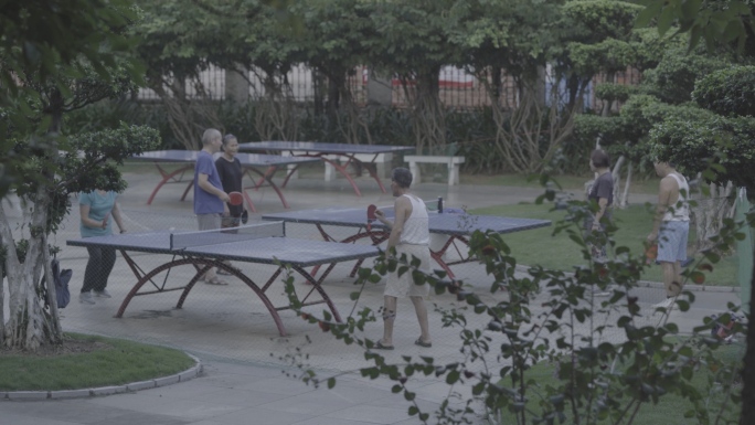 公园老人打乒乓球健康生活SLOG