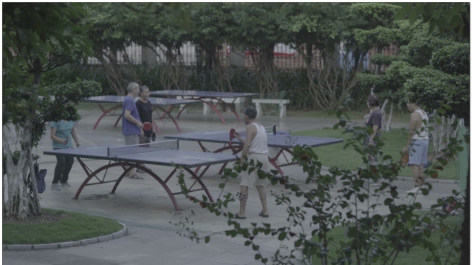 公园老人打乒乓球健康生活SLOG
