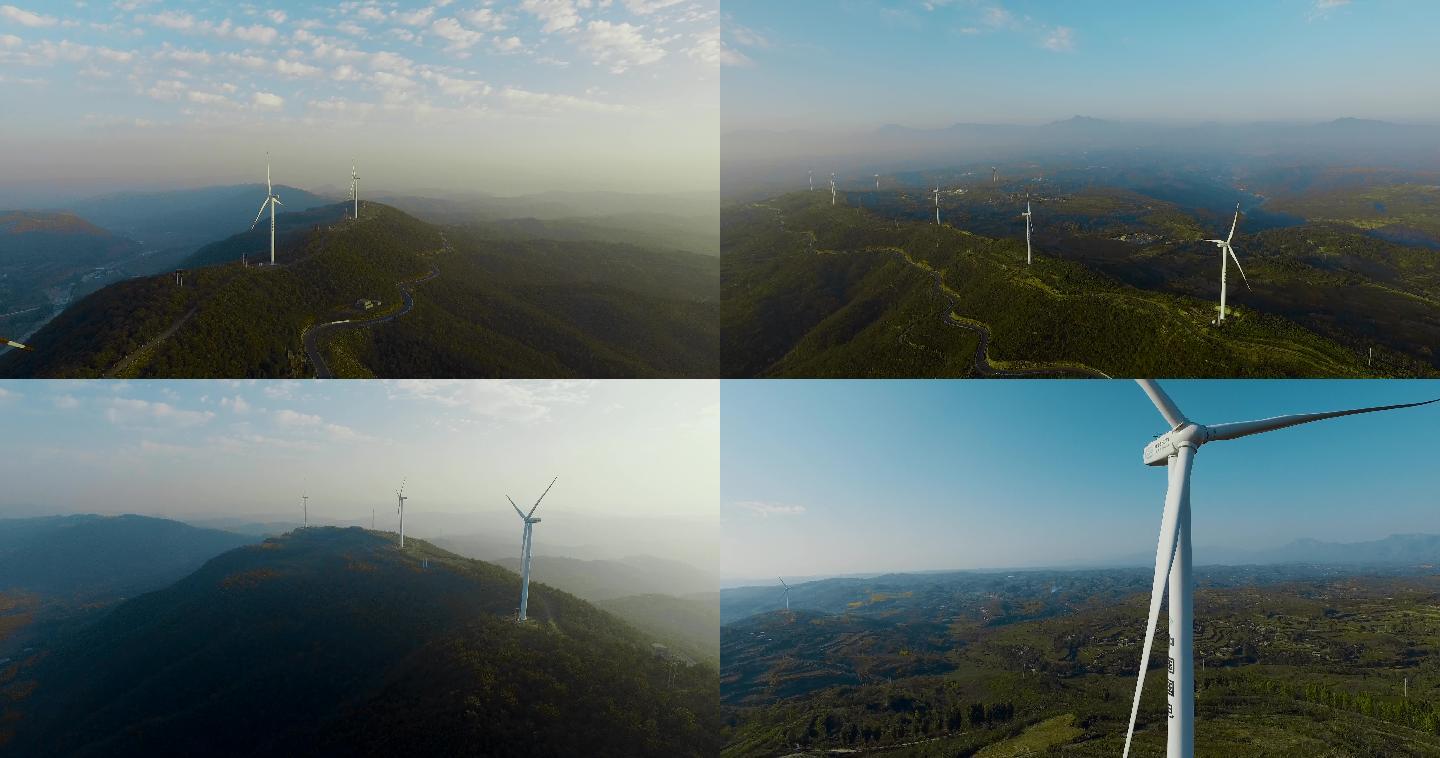 风力发电机节能能源航拍4k