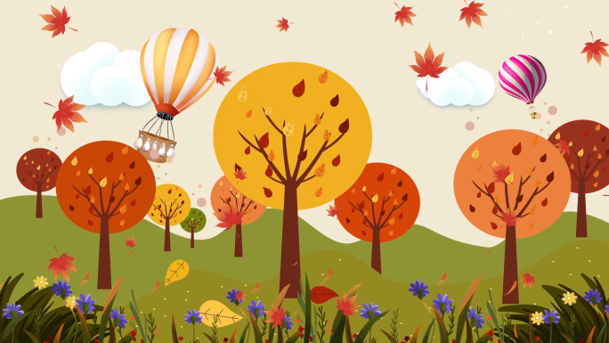 唯美秋天丰收枫叶飘落LED背景视频