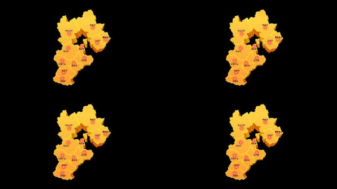 河北省三维立体地图区域辐射城市通道视频