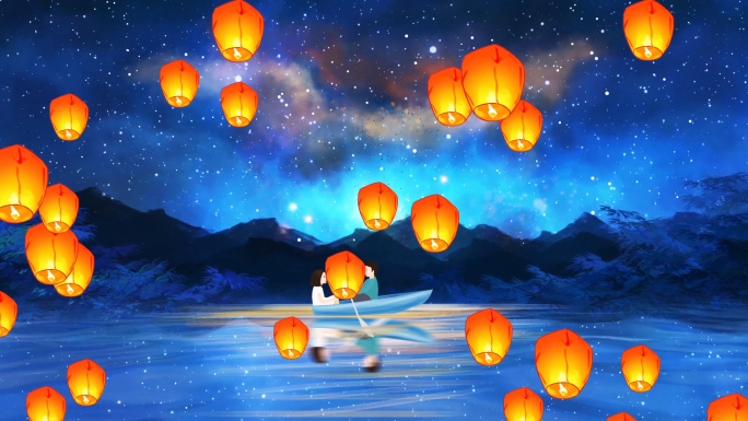 唯美梦幻星空情人节热气球LED背景视频