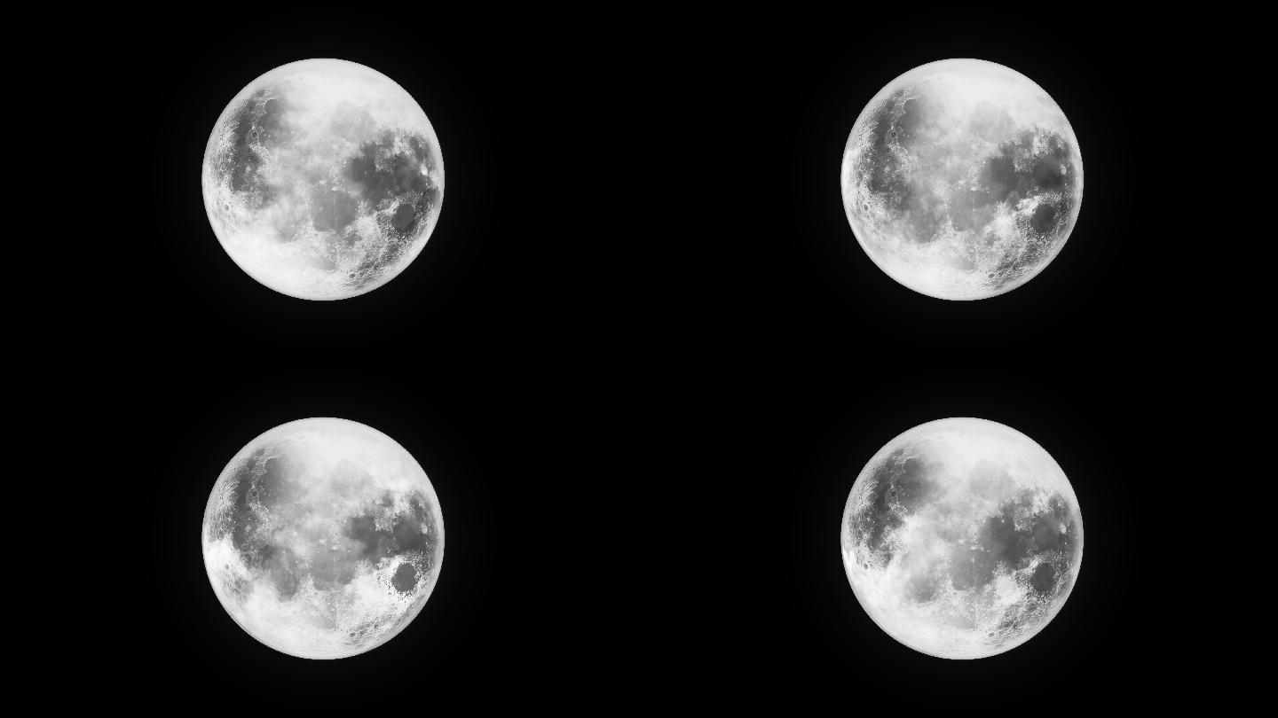 4K黑白水墨月亮特写前景视频无缝循环播放