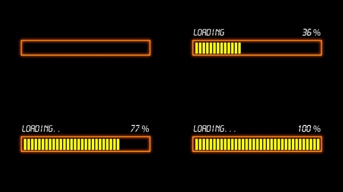 4K金黄色科技能量方框进度条加载通道视频