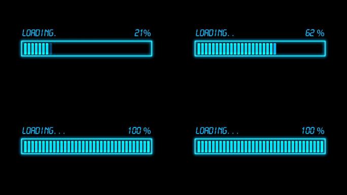 4K蓝色科技能量方框进度条加载通道视频2