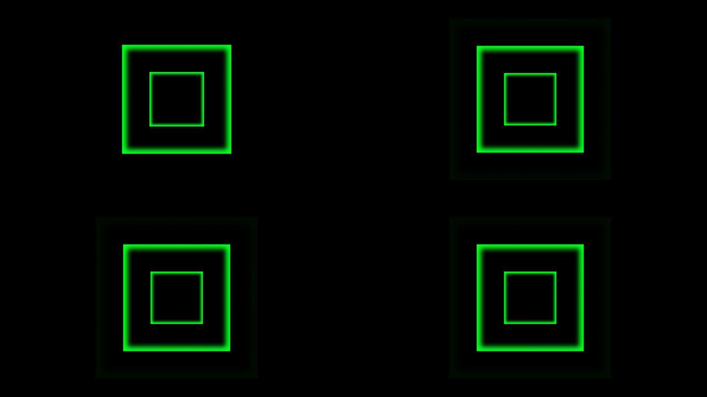 4K绿色方形方框扩散辐射雷达定位通道视频