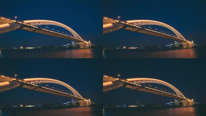 上海滨江夜景卢浦大桥延时