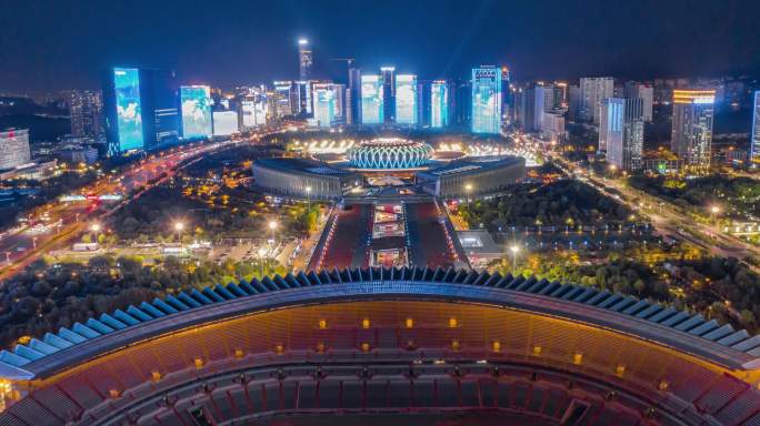 [有版权]4k航拍延时济南高新区夜景