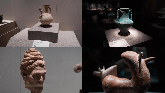 4K丝绸之路美术馆藏文物展陶器空镜